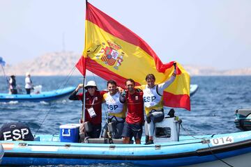 La pareja de 49er formada por Diego Botín y Florian Trittel le ha dado, el primer oro para España