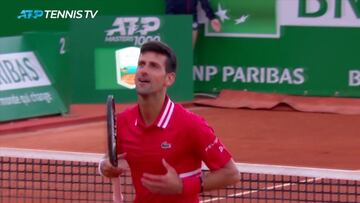 La celebración de Djokovic tras ganar su primer partido en dos meses