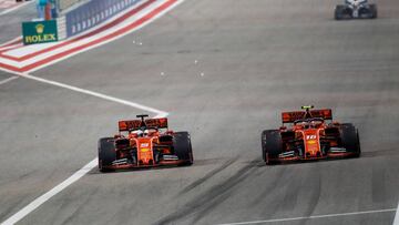 16 LECLERC Charles (mco), Scuderia Ferrari SF90, 05 VETTEL Sebastian (ger), Scuderia Ferrari SF90, action during 2019 Formula 1 FIA world championship, Bahrain Grand Prix, at Sakhir from march 29 to 31 - Photo Florent Gooden / DPPI *** Local Caption *** .