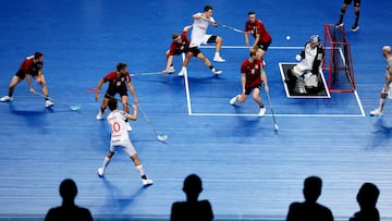 Partido por el tercer puesto de floorball en los Juegos Mundiales 2025.