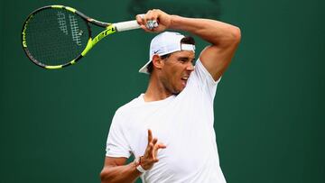 Rafa Nadal durante un entrenamiento previo a Wmbledon 2017.