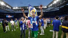 Los jugadores del Espanyol celebran el ascenso.