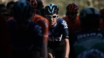Britain&#039;s Geraint Thomas (Team Sky) rides during the one-day classic race Strade Bianche (White Roads) on March 9, 2019 in Siena, Tuscany. (Photo by Marco BERTORELLO / AFP)
