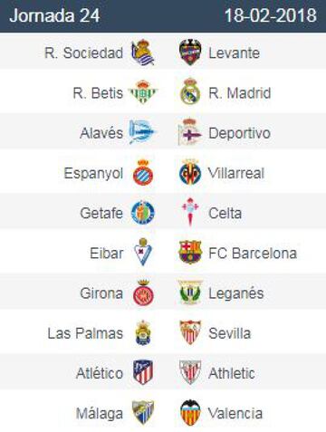 Week by week quick glance LaLiga 2017/18 fixture list