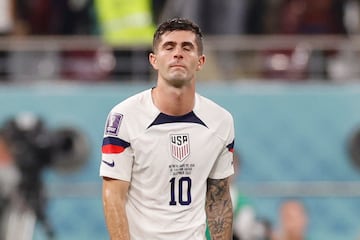 Doha (Qatar), 03/12/2022.- Christian Pulisic of the US reacts after the FIFA World Cup 2022 round of 16 soccer match between the Netherlands and the USA at Khalifa International Stadium in Doha, Qatar, 03 December 2022. (Mundial de Fútbol, Países Bajos; Holanda, Estados Unidos, Catar) EFE/EPA/Rungroj Yongrit
