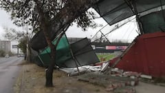 Insólito: viento derriba viejo muro del complejo Juan Pinto Durán