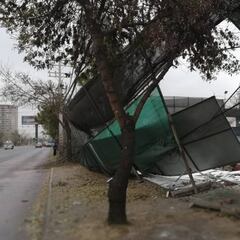 Insólito: viento derriba viejo muro del complejo Juan Pinto Durán