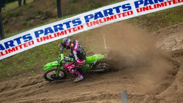 Jorge Prado, con la Kawasaki en el Pro Motocross de Massachusetts.