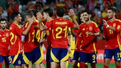 Los jugadores de la Selección celebran la goleada ante Andorra.