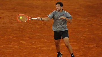Tennis - ATP Masters 1000 - Madrid Open - Caja Magica, Madrid, Spain - May 7, 2021 Chile's Cristian Garin in action during his quarter final match against Italy's Matteo Berrettini REUTERS/Juan Medina