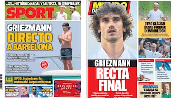 Protada de los diarios Sport y Mundo Deportivo del día 11 de julio de 2019.