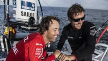 Iker Martnez y Antonio Cuervas-Mons, durante la competici&oacute;n, a bordo del Mapfre.