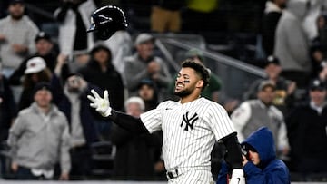 May 21, 2025; Bronx, New York, USA; New York Yankees outfielder Jasson Domínguez (24) rounds the bases after hitting a walk off home run against the Texas Rangers during the ninth inning at Yankee Stadium. Mandatory Credit: John Jones-Imagn Images TPX IMAGES OF THE DAY