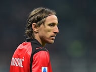 Soccer Football - Serie A - AC Milan v Parma - San Siro, Milan, Italy - February 22, 2026 AC Milan's Luka Modric during the match REUTERS/Daniele Mascolo
