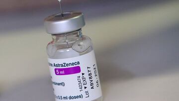 FILE PHOTO: A vial of AstraZeneca COVID-19 vaccine is seen at a vaccination center, amid the coronavirus disease outbreak, in Ronquieres, Belgium April 6, 2021. REUTERS/Yves Herman/File Photo
