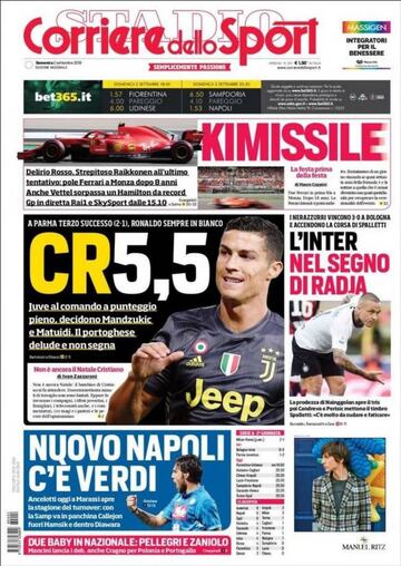 Portada del Corriere dello Sport. 