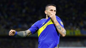 Soccer Football - Copa Libertadores - Group E - Boca Juniors v Always Ready - Estadio La Bombonera, Buenos Aires, Argentina - April 12, 2022. Boca Juniors' Dario Benedetto celebrates scoring their second goal REUTERS/Agustin Marcarian