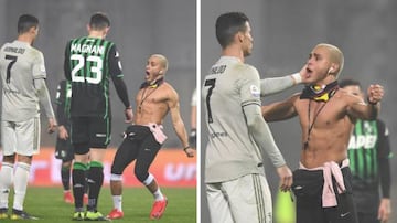 El aficionado que saltó al campo para abrazar a Cristiano Ronaldo en el Sassuolo - Juventus.