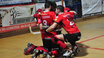 Celebración del Reus cuando lograron el pase a la final.