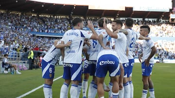 La celebración del 1-0, obra de Soberón.