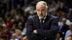 Pablo Laso, entrenador del Real Madrid, durante el partido contra el Maccabi Tel Aviv.