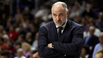Pablo Laso, entrenador del Real Madrid, durante el partido contra el Maccabi Tel Aviv.