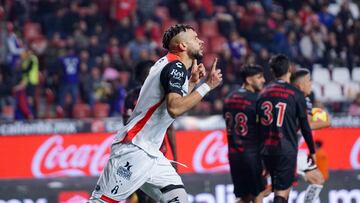 Matheus Doria celebrates his goal 3-1 of Atlas during the 11th round match between Tijuana and Atlas as part of the Liga BBVA MX, Torneo Clausura 2025 at Caliente Stadium, on March 09, 2025 in Tijuana, Baja California, Mexico.