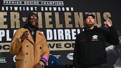 Deontay Wilder y Robert Helenius en la rueda de prensa.