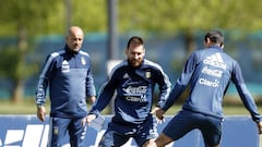 Leo Messi, all smiles as Argentina are put through their paces