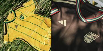 Con Bunny Shaw a la cabeza la selecci¨®n jamaicana femenina, que desapareci¨® entre 2010 y 2014, las Reggae Girlz lucen una primera equipaci¨®n amarilla con rayas verticales verdes y los colores de su bandera en el cuello y las mandas. Camiseta ic¨®nica.