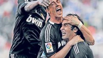 <b>ALEGRÍA. </b>Raúl hizo tres goles, Guti volvió a brillar en la medular y Lass llegó a todos los rincones del campo en ayuda de sus compañeros. Un partidazo.