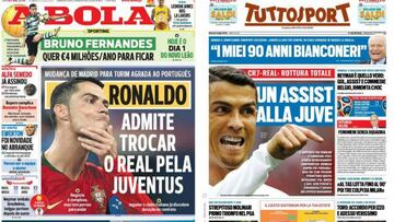 Portadas de los diarios A Bola y Tuttosport del día 3 de julio de 2018.