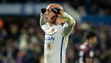 V¨ªctor Mollejo celebra su gol contra el Levante.