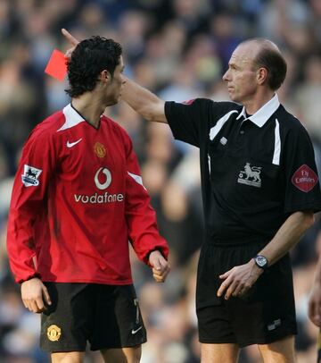 In 2006, Ronaldo was shown a straight red card for a rash challenge on Andy Cole in a local derby with Manchester City.