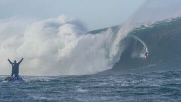 Conor Maguire experienced epic surfing conditions in Mullaghmore, Ireland on October 28, 2020. The dramatic conditions with waves reaching up to 60 feet off the Irish West Coast were caused by a rare weather occurrence which was caused by Hurricane Epsilo