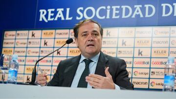 Aperribay, en una comparecencia como presidente de la Real Sociedad.