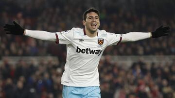 Calleri celebra un gol.