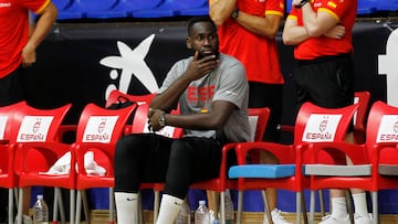 Usman Garuba en un entrenamiento de la Selección española.