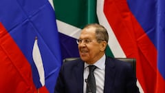 Russian Minister of Foreign Affairs of Sergei Lavrov speaks during his meeting with South African Minister of International Relations and Cooperation Naledi Pandor (not seen) at the OR Tambo Building in Pretoria on January 23, 2023. (Photo by PHILL MAGAKOE / AFP) (Photo by PHILL MAGAKOE/AFP via Getty Images)