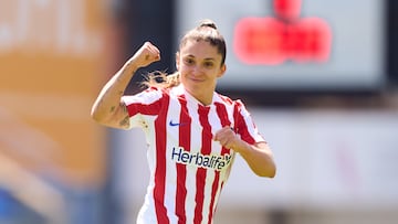 Priscila Chinchilla, celebrando uno de sus primeros goles con el Atlético de Madrid.