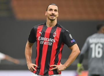 Soccer Football - Europa League - Group H - AC Milan v Lille - San Siro, Milan, Italy - November 5, 2020 AC Milan's Zlatan Ibrahimovic reacts REUTERS/Daniele Mascolo