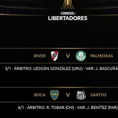 Tobar, al Boca - Santos; González dirigirá el River - Palmeiras