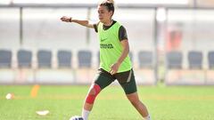 Carmen Menayo vuelve a entrenar con el grupo siete meses despu&eacute;s de su lesi&oacute;n. 