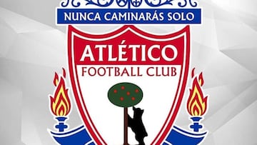 El escudo del Liverpool y el Atl&eacute;tico que public&oacute; Futre