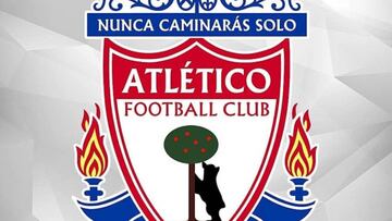 El escudo del Liverpool y el Atlético que publicó Futre