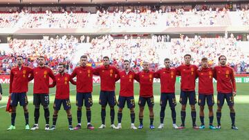 Once titular de Espa&ntilde;a ante Portugal en el partido amistoso celebrado en el Wanda Metropolitano el 4 de junio de 2021
 