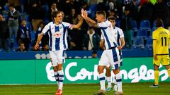 Sergio González celebra un gol con el Leganés.