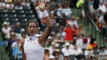 La dura discusión entre Muguruza y su coach en pleno partido