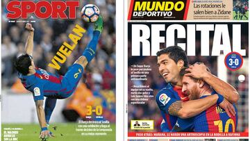 Portadas de los diarios Sport y Mundo Deportivo del d&iacute;a 6 de abril de 2017.