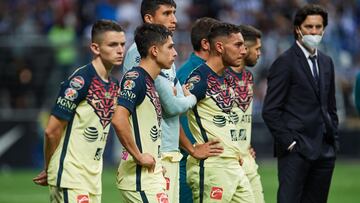 (L-R), Alvaro Fidalgo, Slavador Reyes, Jordan Silva, Sebastian Caceres of America during the game CF Monterrey (MEX) vs Club America (MEX), corresponding to the 2021 Scotiabank Concacaf Champions League Great Final , at BBVA Bancomer Stadium, on October 28, 2021.
<br><br>
(I-D), Alvaro Fidalgo, Slavador Reyes, Jordan Silva, Sebastian Caceres de America durante el partido CF Monterrey (MEX) vs Club America (MEX), correspondiente a la Gran Final de la Liga de Campeones Concacaf Scotiabank 2021, en el Estadio BBVA Bancomer, el 28 de octubre de 2021.